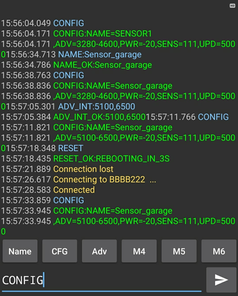 Driving the board from a BLE terminal app on a phone