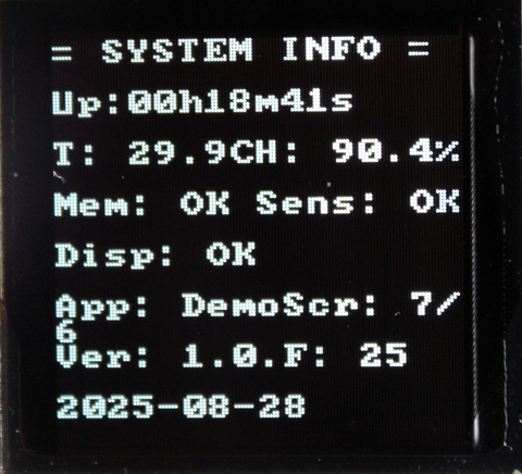 OLED screen: sensor summary