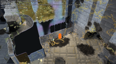 Before: a wall that coincided with the cut's soft opacity band stayed as a purple, dithered ghost across a large area, and the terrain behind showed through